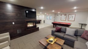 Clubhouse with Fireplace, TV and Lounging Couch