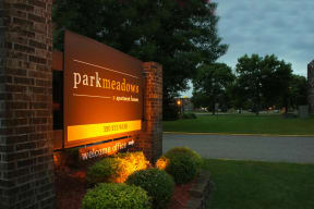 Park Meadows Sign at Night