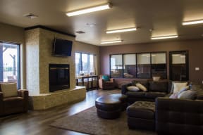 Community Room with TV and Fireplace