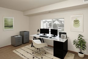 Home Office with Desk, Computers and Cabinets