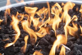Close up of Lit Firepit with Coals
