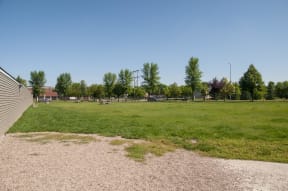 Spacious dog park with 24,000 square feet of green space.