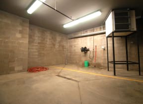 Underground Parking Garage Car Wash with Hose and Buckets