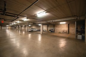 Well Lit Underground Garage with Parked Cars