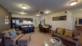 Clubroom with Lounge Furniture, Full Kitchen and Dining Table