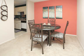 Dining room of kitchen with circular dining table