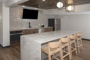 Large Kitchen Island and Television
