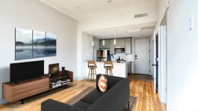 Spacious Living Room With Plank Flooring at Residences at Richmond Trust, Richmond, 23219