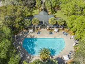 Aerial shot of pool