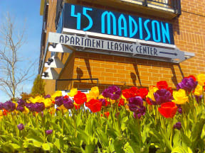 Sign at 45 Madison Apartments in the Country Club Plaza neighborhood of Kansas City MO