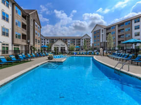 Saltwater Pool, Spa, And Sundeck With Cabanas at Berewick Pointe Apartment Rentals in Charlotte, North Carolina