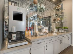 Gourmet Pointe at Prosperity Village Coffee Bar With Coffee Machine in Charlotte, NC Apartment Rentals