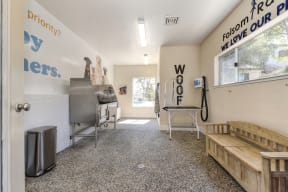 Community Pet Spa which includes stainless steel dog washing tub with walk up ramp.