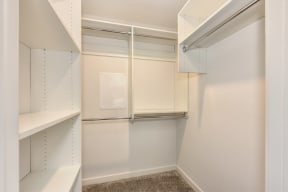Large extended closest with built in shelves. 