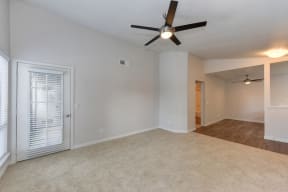 Living Room with Ceiling Fan, Hardwood Inspired Floor and  Ceiling Fan/Light,, 