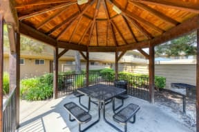 Outdoor Picnic Area in Gazebo and Table