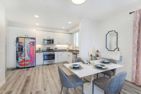 Dining and kitchen at Sierra Gateway Apartments, Rocklin, California