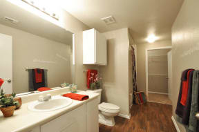 Oval Sink in Bathrooms at Stoneleigh on Cartwright Apartments, J Street Property Services, Texas