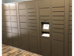 24 Hour Package Lockers at Stoneleigh on Cartwright Apartments, J Street Property Services, Mesquite