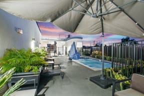 Gorgeous rooftop pool/spa with lounge area