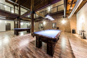 billiards tables at Houston's East End Lofts
