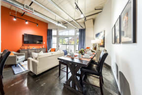 apartment living space at Houston's East End Lofts