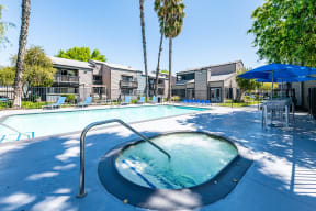 Spa Swimming pool at Evria Apartment Homes in Diamond Valley California.