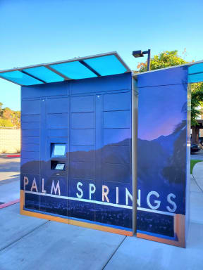 Parcel Pending Package Lockers at Villa Boutique Apartment Homes in Palm Springs California.