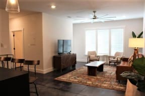 Living room decor with lampat The Mobile Lofts, Alabama, 36604