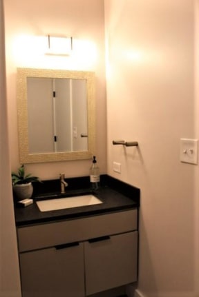 Mirror in bathroomat The Mobile Lofts, Alabama