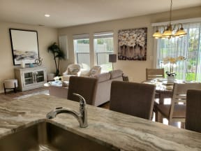 huge living room with counter tops