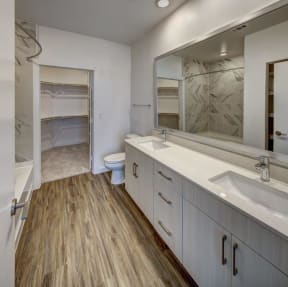 master bathroom with his and her sink at Brixton South Shore, Texas
