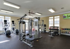 nice fitness center with strong equipment
