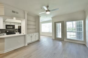 hard wood floors in the living area
