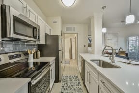 kitchen with white countertops