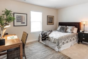 open bedroom view with window lighting