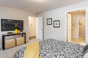 side bedroom view with bathroom sight