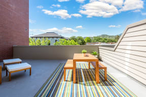 Private balcony attached to apartment home