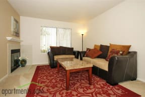 2x1 living room with fireplace | Riverstone apts in Sacramento, CA 95831
