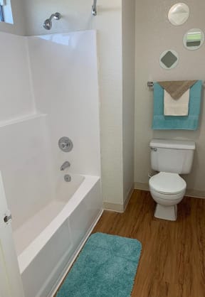 Bathroom with shower | Riverstone apts in Sacramento, CA 95831