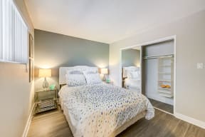Bedroom with closet  l Emerald Hills Apartments in Monterey Park