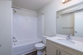 Bathroom shower and sink vanity