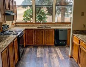 Lake Meridian Shores apartment home kitchen with black appliances