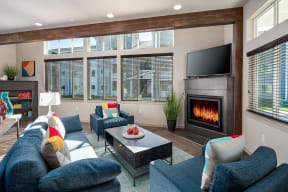 Novo on 52nd resident clubhouse with fireplace
