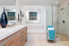 Designer Granite Countertops in all Bathrooms at Astoria at Central Park West Apartments, Irvine, CA,92612