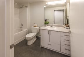 Beryl apartments Seattle - deluxe bathrooms with lots of storage