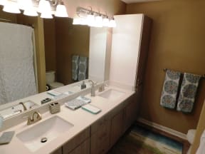 Two Sink Bathroom at Quail Ridge Apartment Homes, TN, 38135