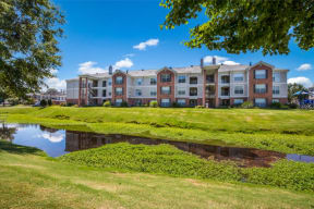 Apartment Landscape with Pond at Quail Ridge Apartment Homes, Bartlett, Tennessee, 38135