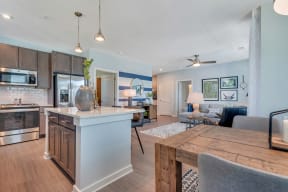 Living Room With Kitchen View at Alta Croft, Charlotte, NC, 28269