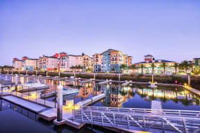 Expansive indoor and outdoor amenity space at Blu Harbor by Windsor, Redwood City, CA